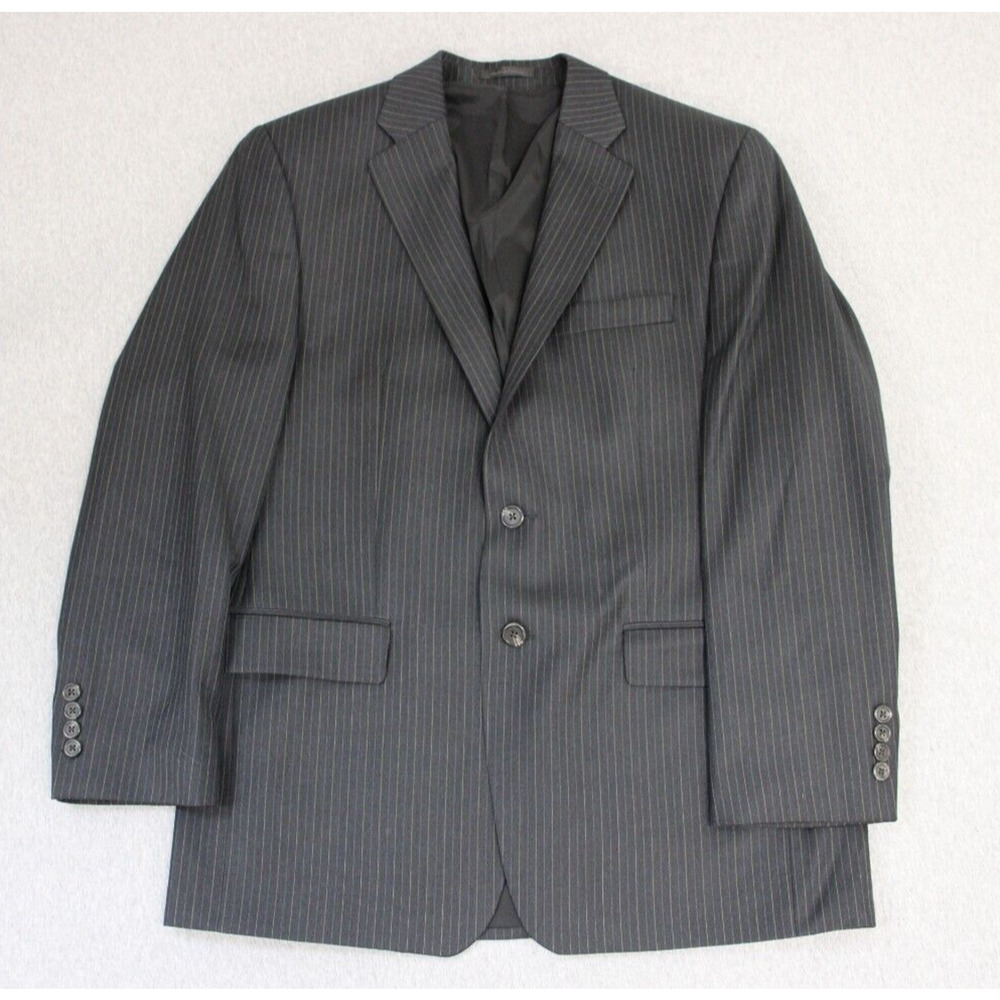 Lauren Ralph Lauren Blazert Men 40R Gray Pinstriped 100% Wool 2 Buttons Jacket